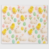 Cute and Colorful Bunny Chicken & Easter Eggs ラッピングペーパー (フラット)