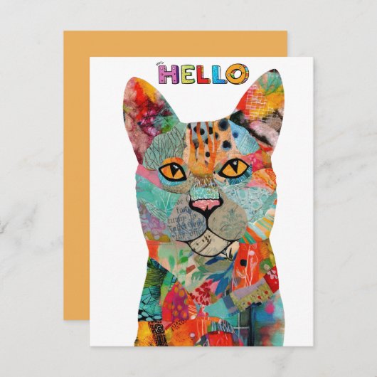 Cute and Colorful Cat Greeting Card 招待状 (正面/裏面)
