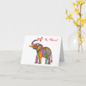 Cute and Colorful Elephant Greeting Card カード (黄色い花)