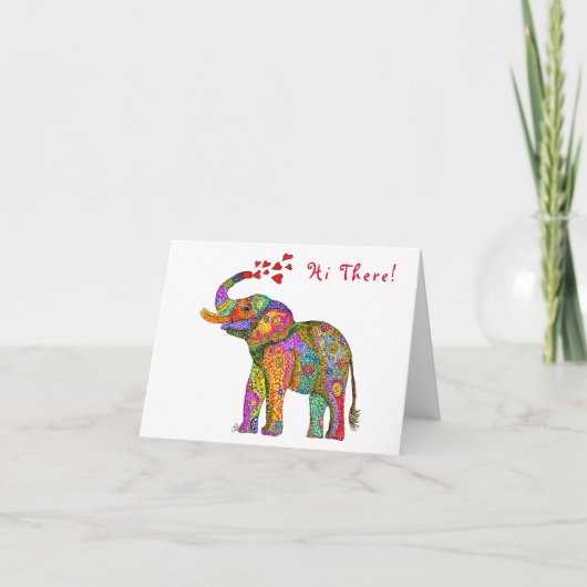 Cute and Colorful Elephant Greeting Card カード (正面)