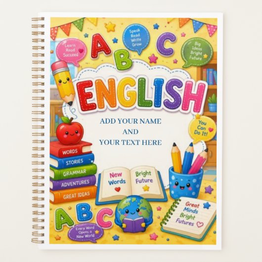 Cute and Colorful Kids ABC English Learning プランナー手帳 (正面)