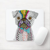 Cute and colorful Pug Dog Mousepad マウスパッド (マウス)