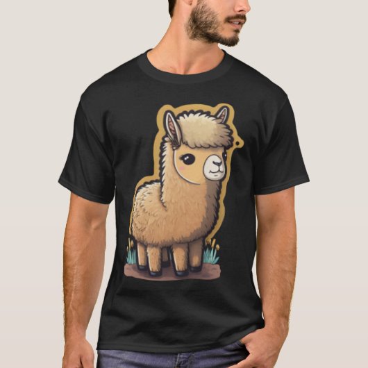 Cute and Cropped Andean Beauty Trendy Gen Z Llama Tシャツ (正面)