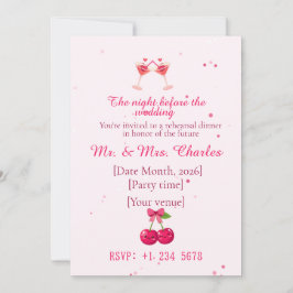 Cute and Fun Cocktails Wedding Rehearsal Dinner  招待状