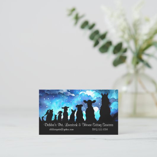 Cute and Fun House Pet and Livestock House Sitting 名刺 (スタンド正面)