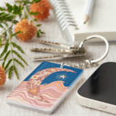 Cute and funky moon, stars and waves keychain. キーホルダー (正面右)