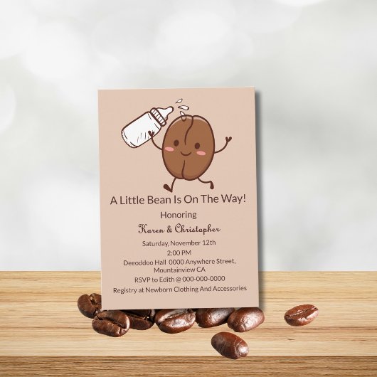 Cute And Funny Coffee Lover Baby Shower Invitation 招待状