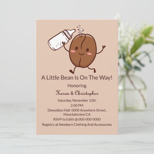 Cute And Funny Coffee Lover Baby Shower Invitation 招待状 (スタンド正面)