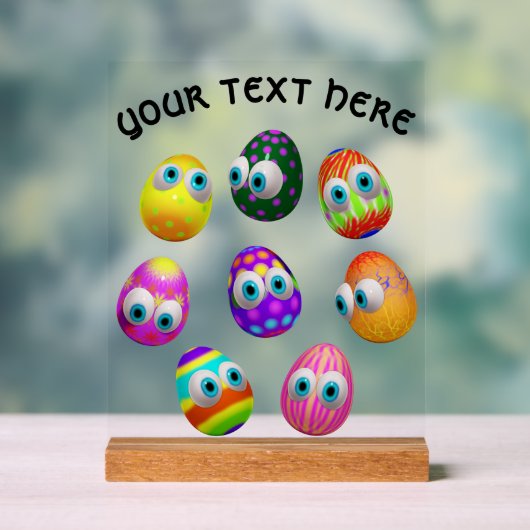 Cute and Funny Easter Eggs Cartoon アクリルサイン (ニュートラル)