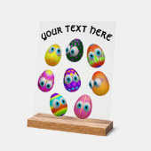 Cute and Funny Easter Eggs Cartoon アクリルサイン (傾斜)
