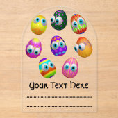 Cute and Funny Easter Eggs Cartoon アクリル招待状 (正面)