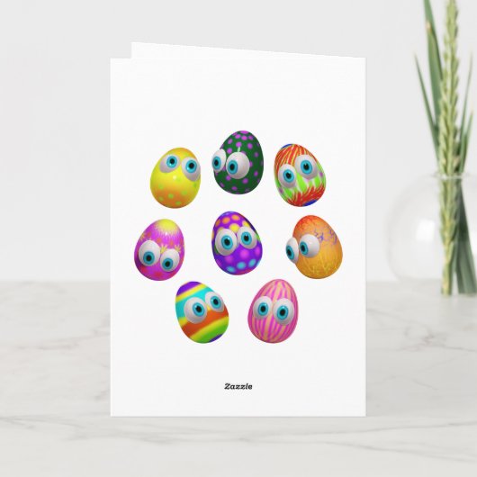 Cute and Funny Easter Eggs Cartoon カード (裏面)