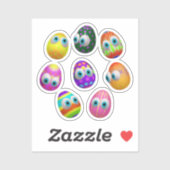 Cute and Funny Easter Eggs Cartoon シール (シート)