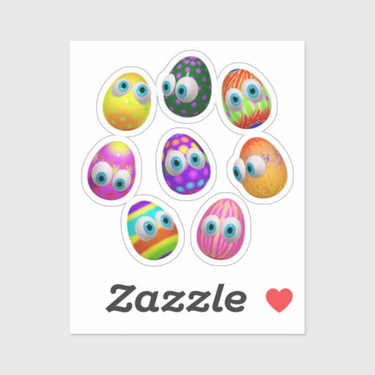 Cute and Funny Easter Eggs Cartoon シール (シート)