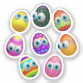 Cute and Funny Easter Eggs Cartoon シール (正面)