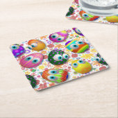 Cute and Funny Easter Eggs Cartoon スクエアペーパーコースター (アングル)