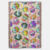 Cute and Funny Easter Eggs Cartoon スローブランケット (正面縦)