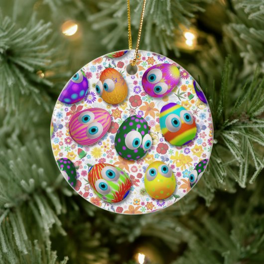 Cute and Funny Easter Eggs Cartoon セラミックオーナメント (ツリー)