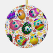 Cute and Funny Easter Eggs Cartoon セラミックオーナメント (正面)