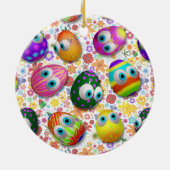 Cute and Funny Easter Eggs Cartoon セラミックオーナメント (裏面)