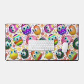 Cute and Funny Easter Eggs Cartoon デスクマット (キーボード&マウス)