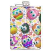 Cute and Funny Easter Eggs Cartoon フラスク (正面)