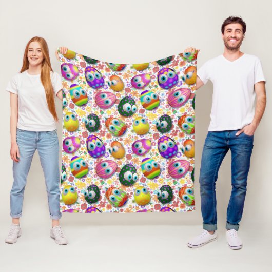 Cute and Funny Easter Eggs Cartoon フリースブランケット (インサイチュ)