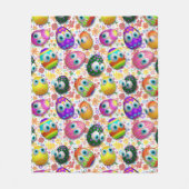 Cute and Funny Easter Eggs Cartoon フリースブランケット (正面)