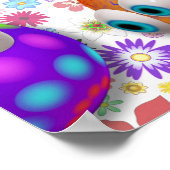 Cute and Funny Easter Eggs Cartoon ポスター (角)