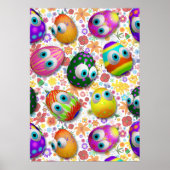 Cute and Funny Easter Eggs Cartoon ポスター (正面)