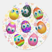Cute and Funny Easter Eggs Cartoon ラウンドシール (正面)