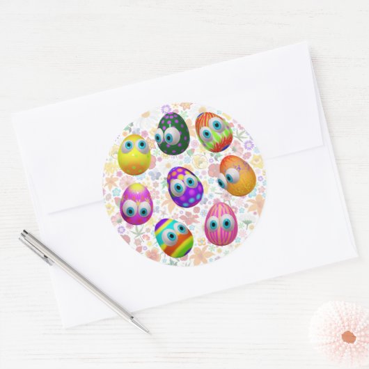 Cute and Funny Easter Eggs Cartoon ラウンドシール (封筒)