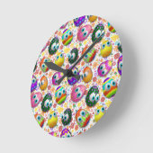 Cute and Funny Easter Eggs Cartoon ラウンド壁時計 (傾斜)