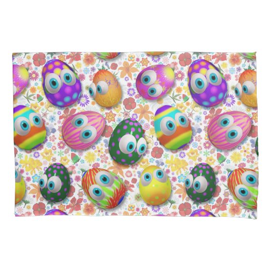 Cute and Funny Easter Eggs Cartoon 枕カバー (正面)