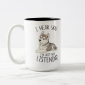 Cute and Funny Husky ツートーンマグカップ (左)