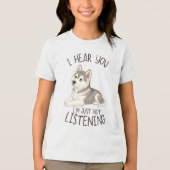 Cute and Funny Husky トライブレンドＴシャツ (正面)