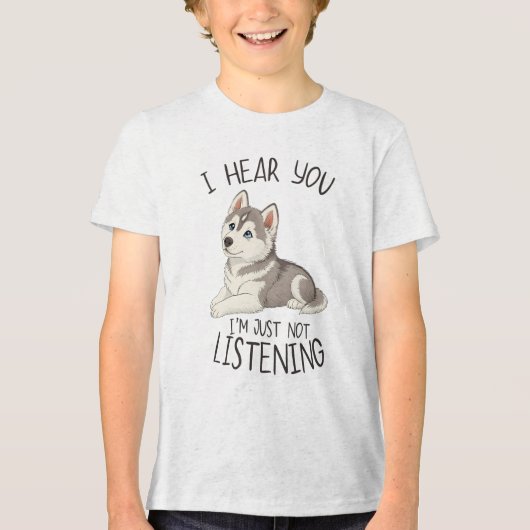 Cute and Funny Husky トライブレンドＴシャツ (正面)