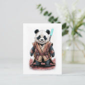Cute and Funny Panda Design on a White シーズンポストカード (スタンド正面)