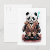 Cute and Funny Panda Design on a White シーズンポストカード (正面/裏面)