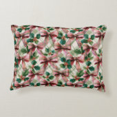 Cute and Girly Christmas Bows and Holly Pattern アクセントクッション (裏面)