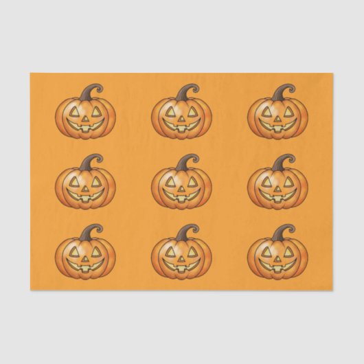 Cute And Happy Cartoon Pumpkin Halloween Pattern 薄葉紙 (正面)