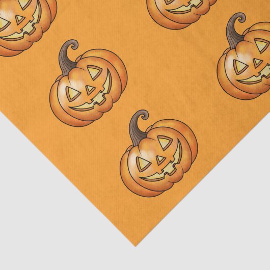 Cute And Happy Cartoon Pumpkin Halloween Pattern 薄葉紙 (詳細)