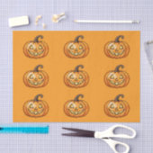 Cute And Happy Cartoon Pumpkin Halloween Pattern 薄葉紙 (クラフト)