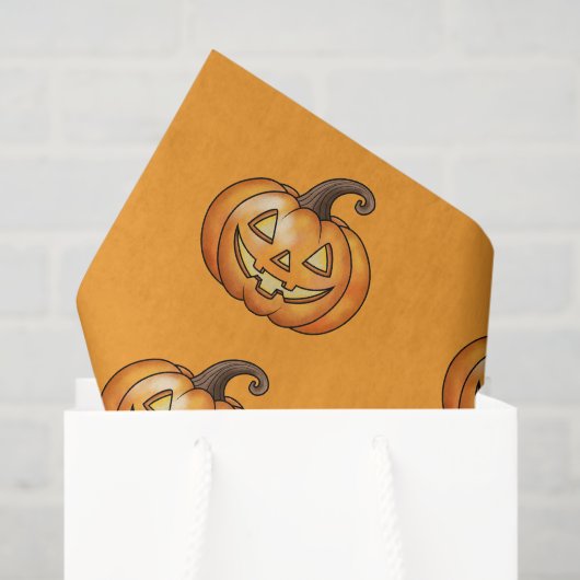 Cute And Happy Cartoon Pumpkin Halloween Pattern 薄葉紙 (ギフトバッグ)