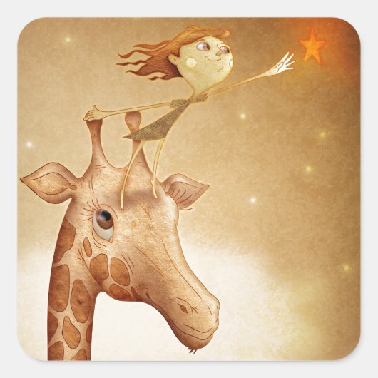 Cute and imaginative illustration スクエアシール (正面)