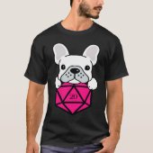 Cute and Nerdy Dog Pink Polyhedral D20 Dice Set Tシャツ (正面)