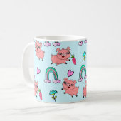 Cute and Quirky Pigs and Rainbows Pattern コーヒーマグカップ (正面左)