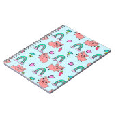 Cute and Quirky Pigs and Rainbows Pattern ノートブック (左側)