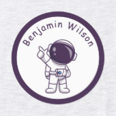 Cute and Simple Astronaut Custom Kids Name Labels ラベル (デザイン1)