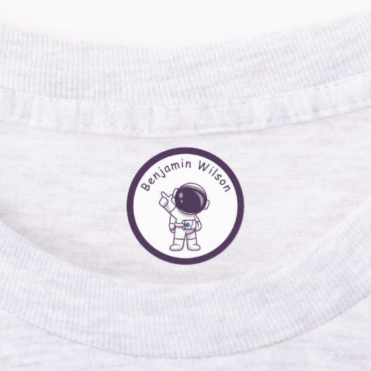 Cute and Simple Astronaut Custom Kids Name Labels ラベル (貼付)